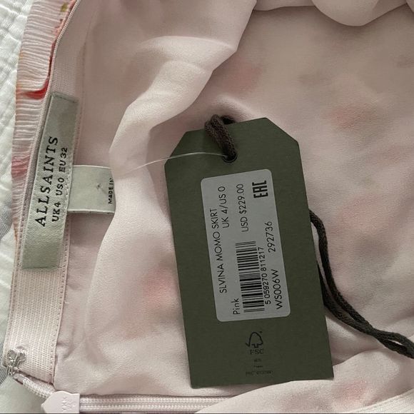 Allsaints Slvina Momo Handkerchief Skirt. Floral High Low Wrap look NWT US 0 - Picture 13 of 14